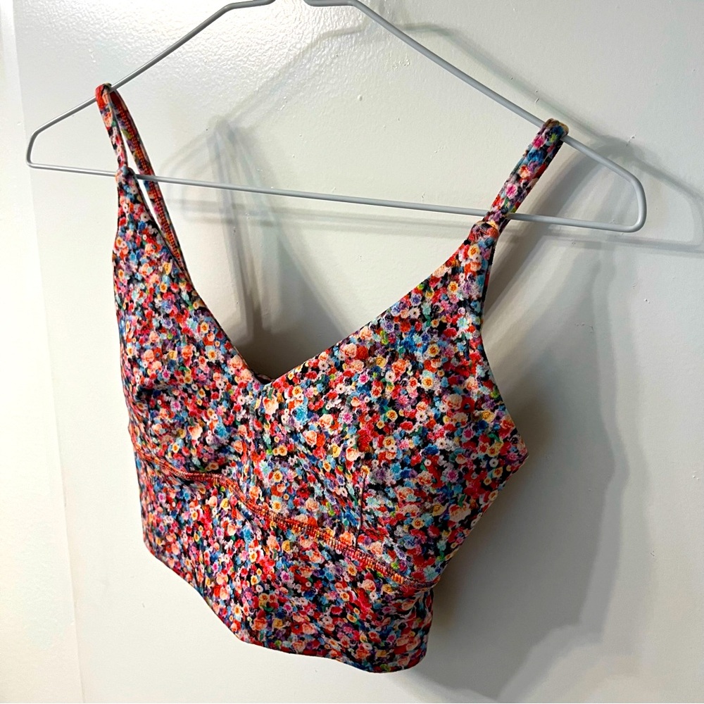 lululemon long line bra with cups - multi colored mini flowers